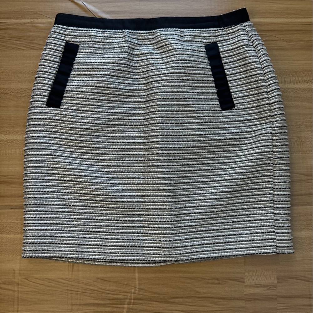 LOFT Black and White Striped Skirt - Picture 1 of 5
